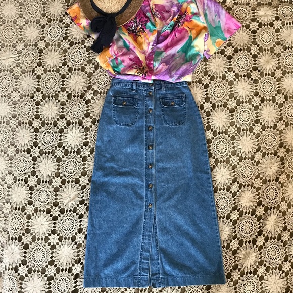 Vintage Dresses & Skirts - VTG Denim Skirt